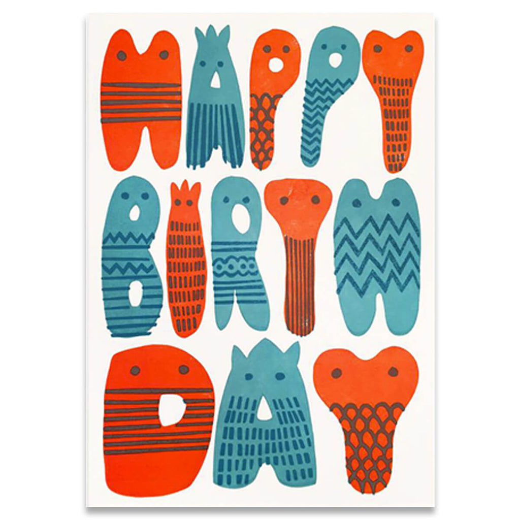 Happy Birthday Letters Letterpress Greetings Card by 1973