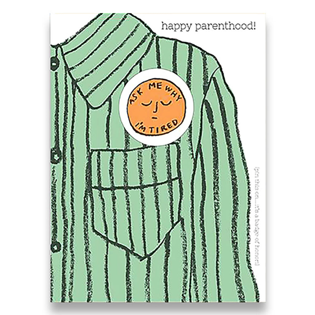Happy Parenthood Greetings Card And Badge by Egg Press for 1973