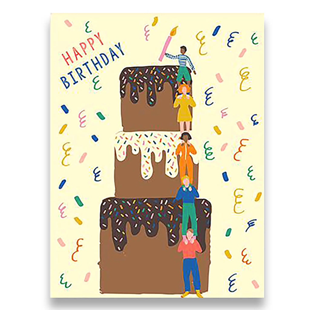Happy Birthday Cake Tower Greetings Card by Emma Cooter for 1973