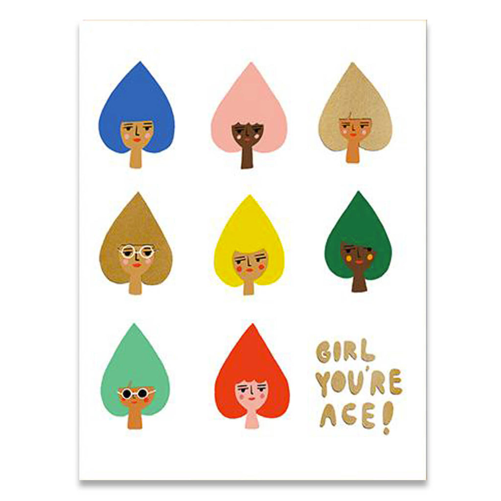 Girl You're Ace Greetings Card by Carolyn Suzuki for 1973
