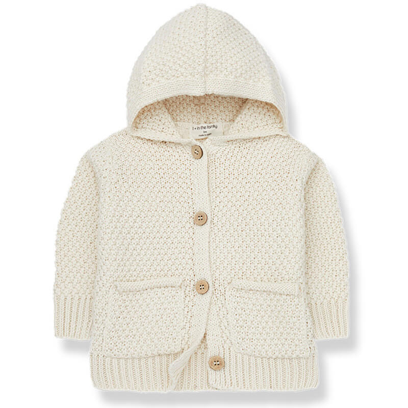 Ralf Hooded Cardigan in Ecru by 1+ in the family