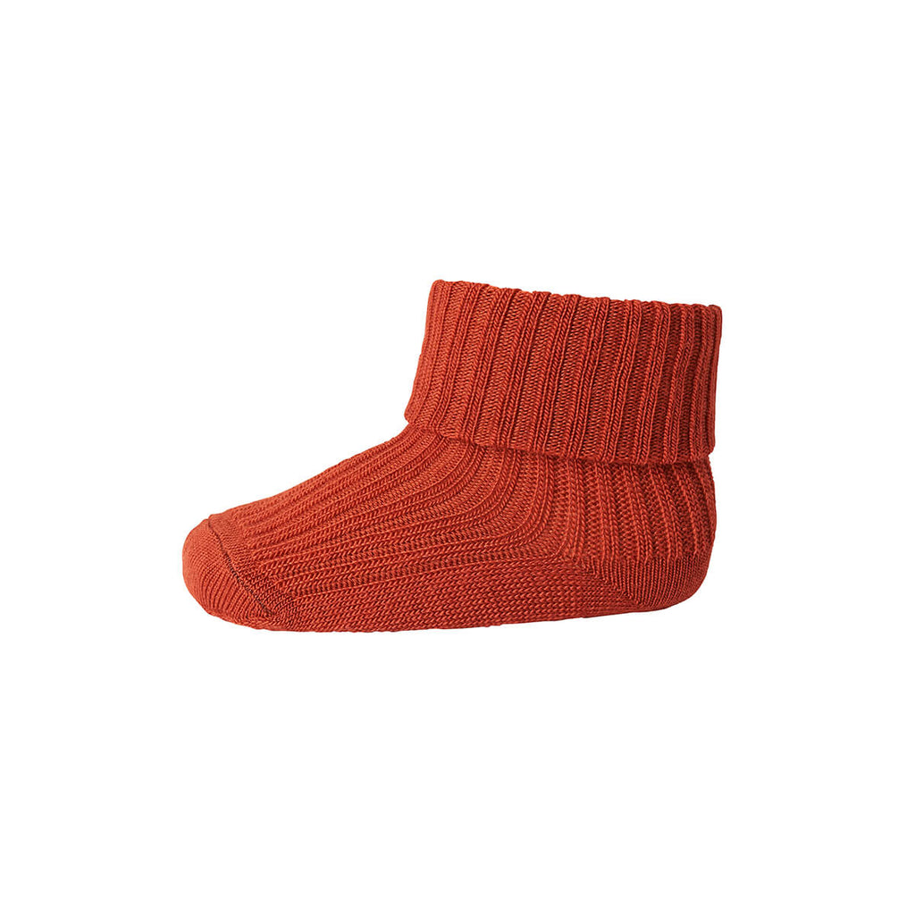 Wool Rib Ankle Socks in Burnt Orange by MP Denmark