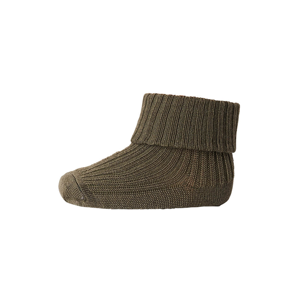 Wool Rib Ankle Socks in Army Green by MP Denmark