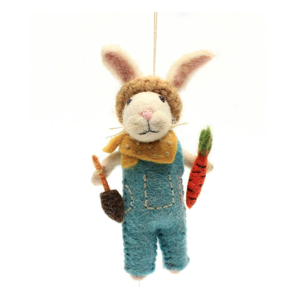 Bunny with Trowel & Carrot Felt Hanging Decoration by Amica