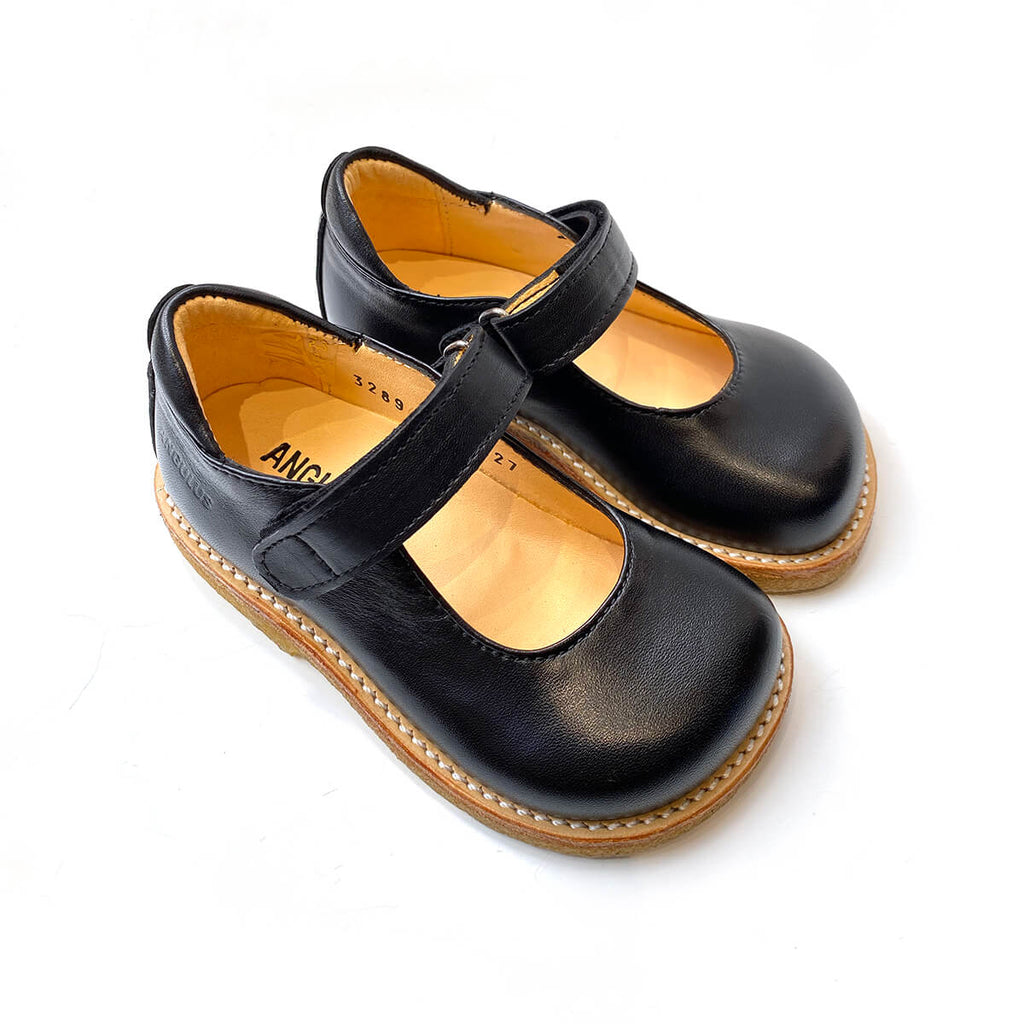 Mary Janes in Black (Wide Fit) by Angulus