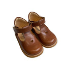 Heart T Bar Starter Mary Janes in Cognac by Angulus