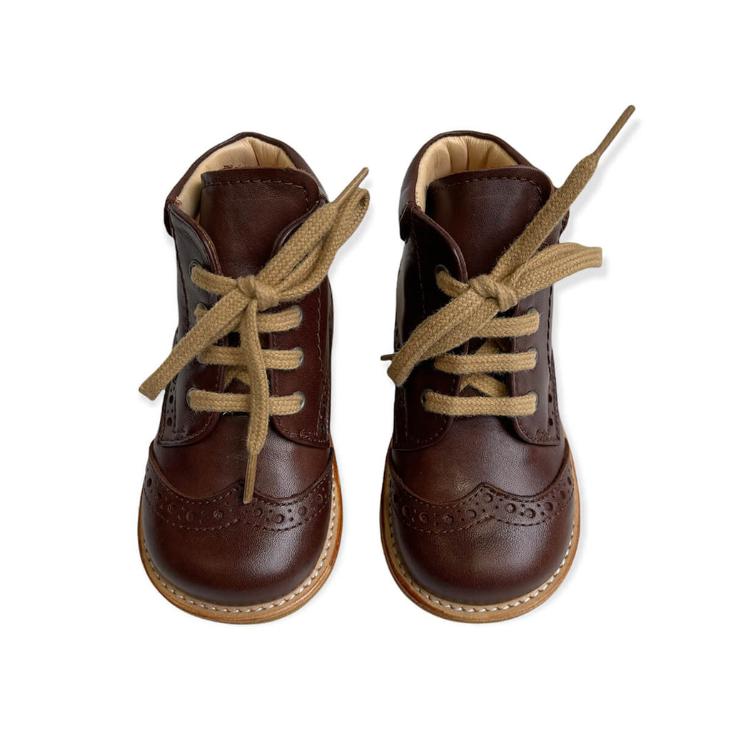 Lace Up Starter Boots in Angulus Brown (Brogue) by Angulus