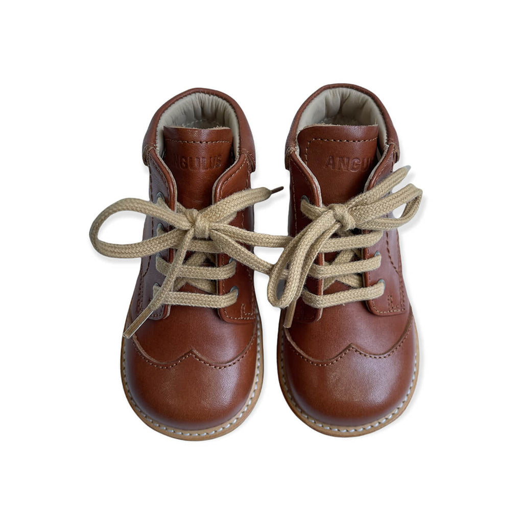 Basic Lace Up Starter Boots in Cognac by Angulus