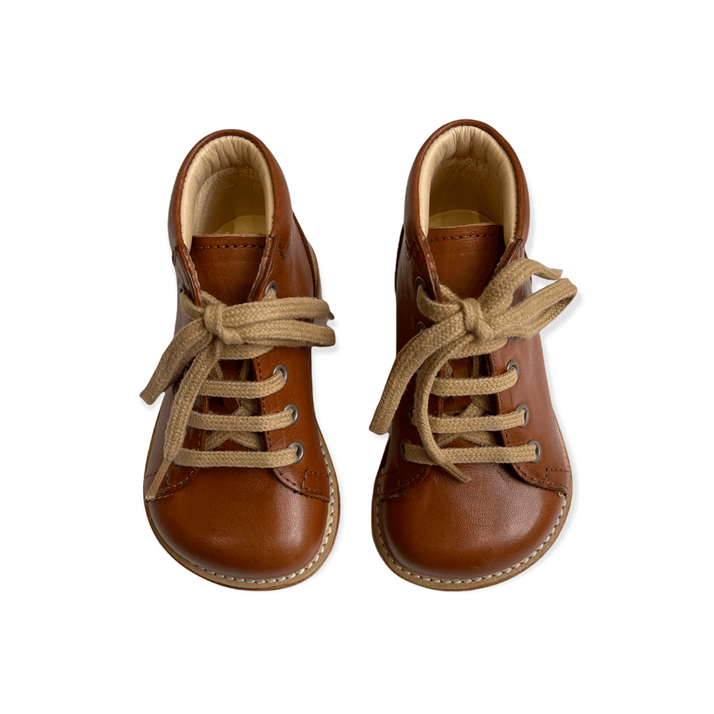 Wide Fit Lace Up Starter Boots in Cognac by Angulus