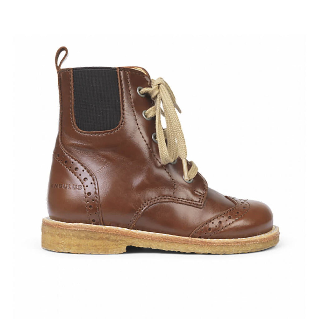 Lace Up Boots With Zipper in Brown by Angulus