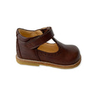 Wide Fit Brogue T Bar Starter Mary Janes in Angulus Brown by Angulus