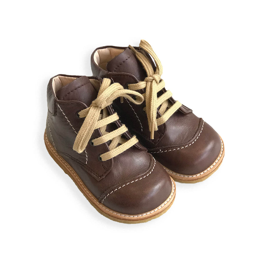 Lace Up Starter Boots in Angulus Brown with Contrast Stitching by Angulus
