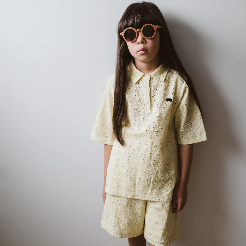 Heart Lace Short Sleeve Shirt in Vanilla by Beau Loves