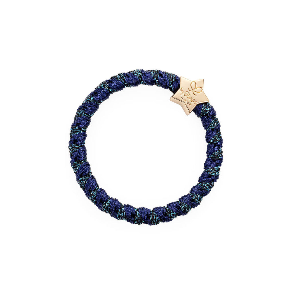 Gold Star Hair Band in Woven Navy Shimmer by byEloise