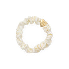 Gold Heart Silk Scrunchie in Cream by byEloise