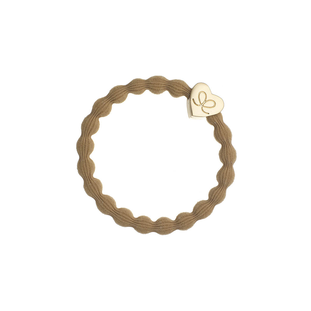 Gold Heart Hair Band in Camel by byEloise