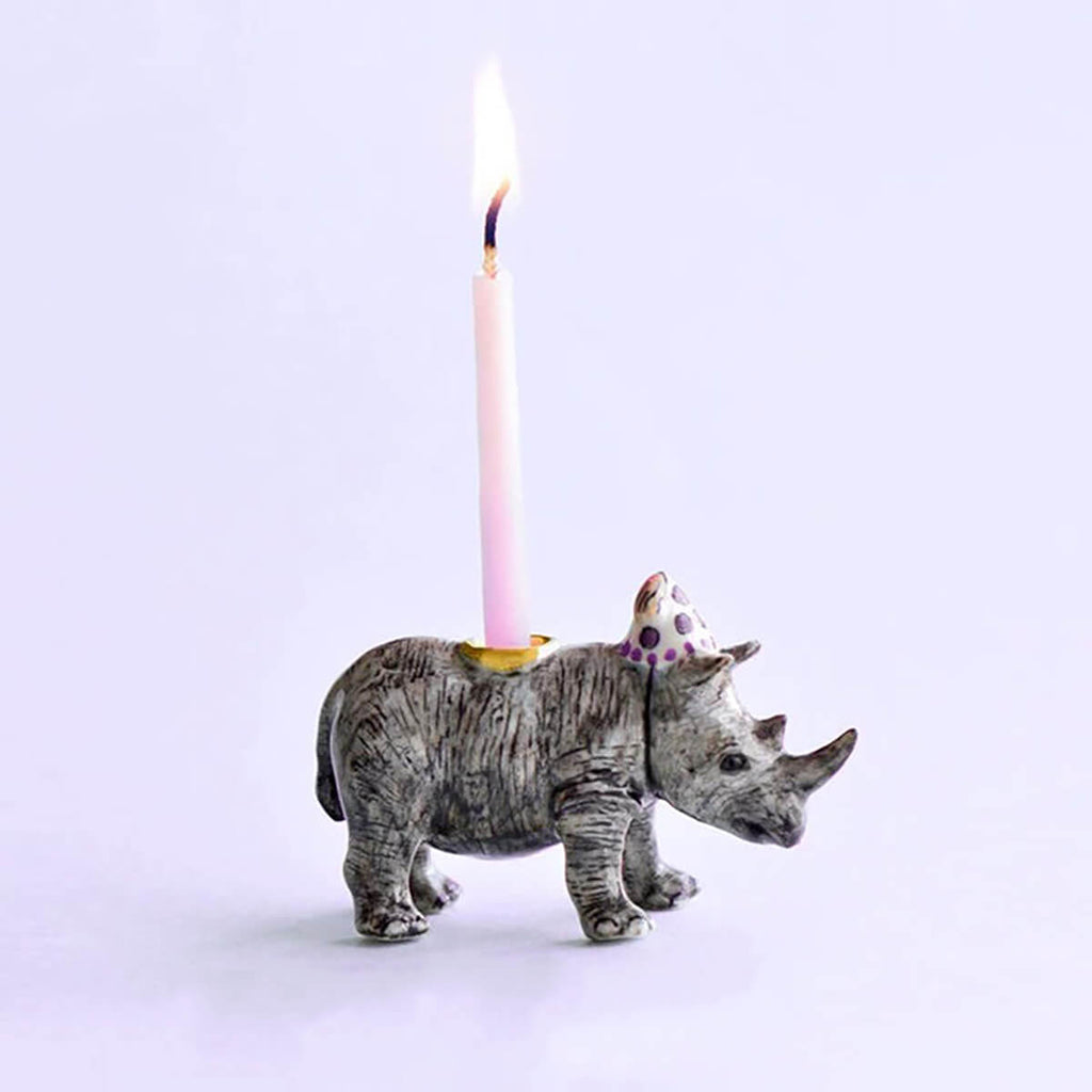 Rhino Party Animal Ceramic Cake Topper by Camp Hollow