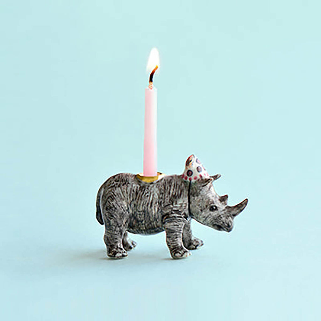 Rhino Party Animal Ceramic Cake Topper by Camp Hollow