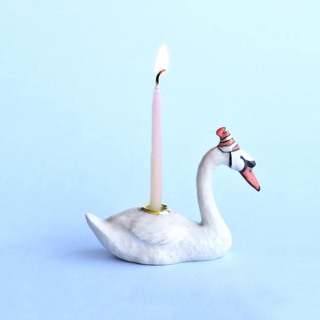 Swan Party Animal Ceramic Cake Topper by Camp Hollow