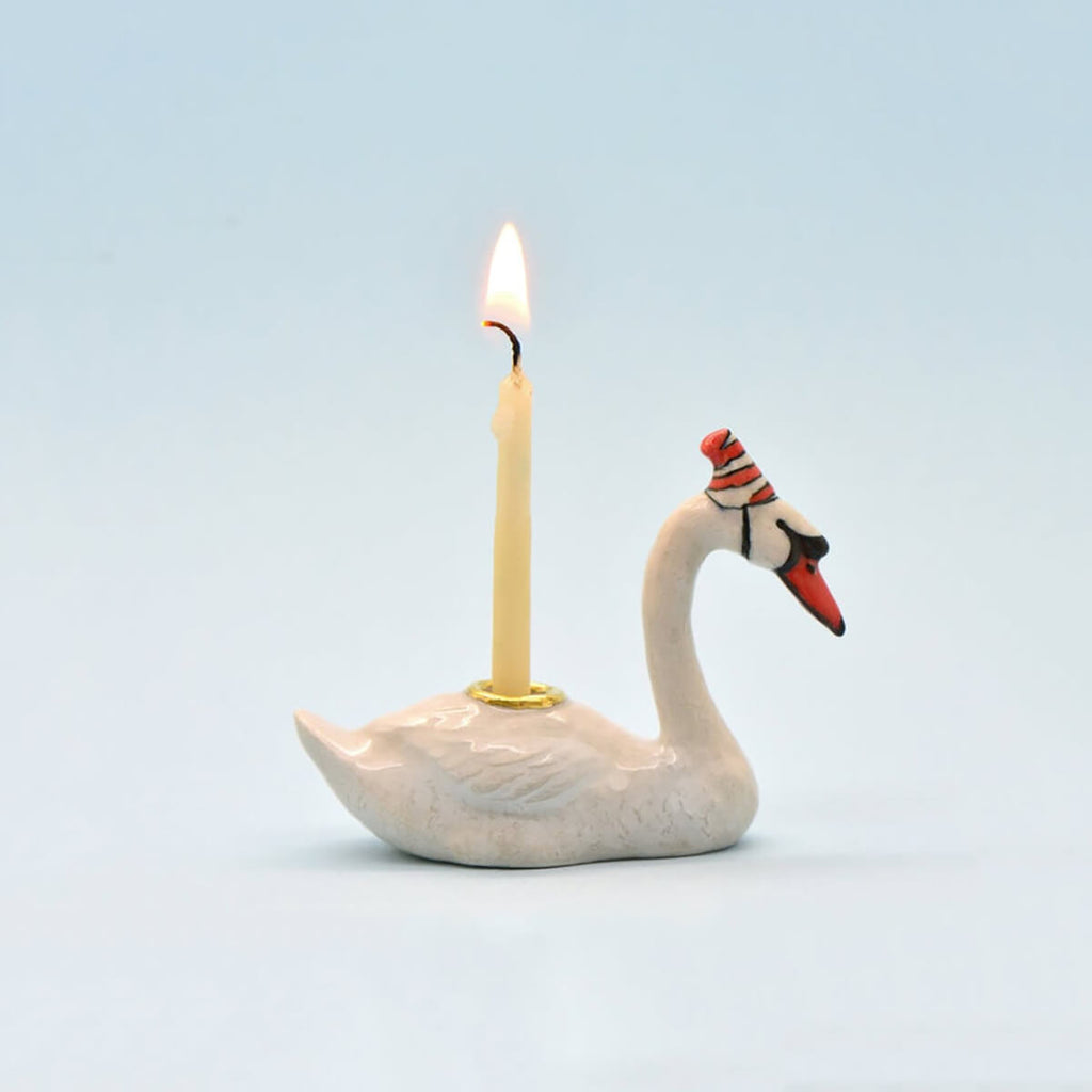Swan Party Animal Ceramic Cake Topper by Camp Hollow
