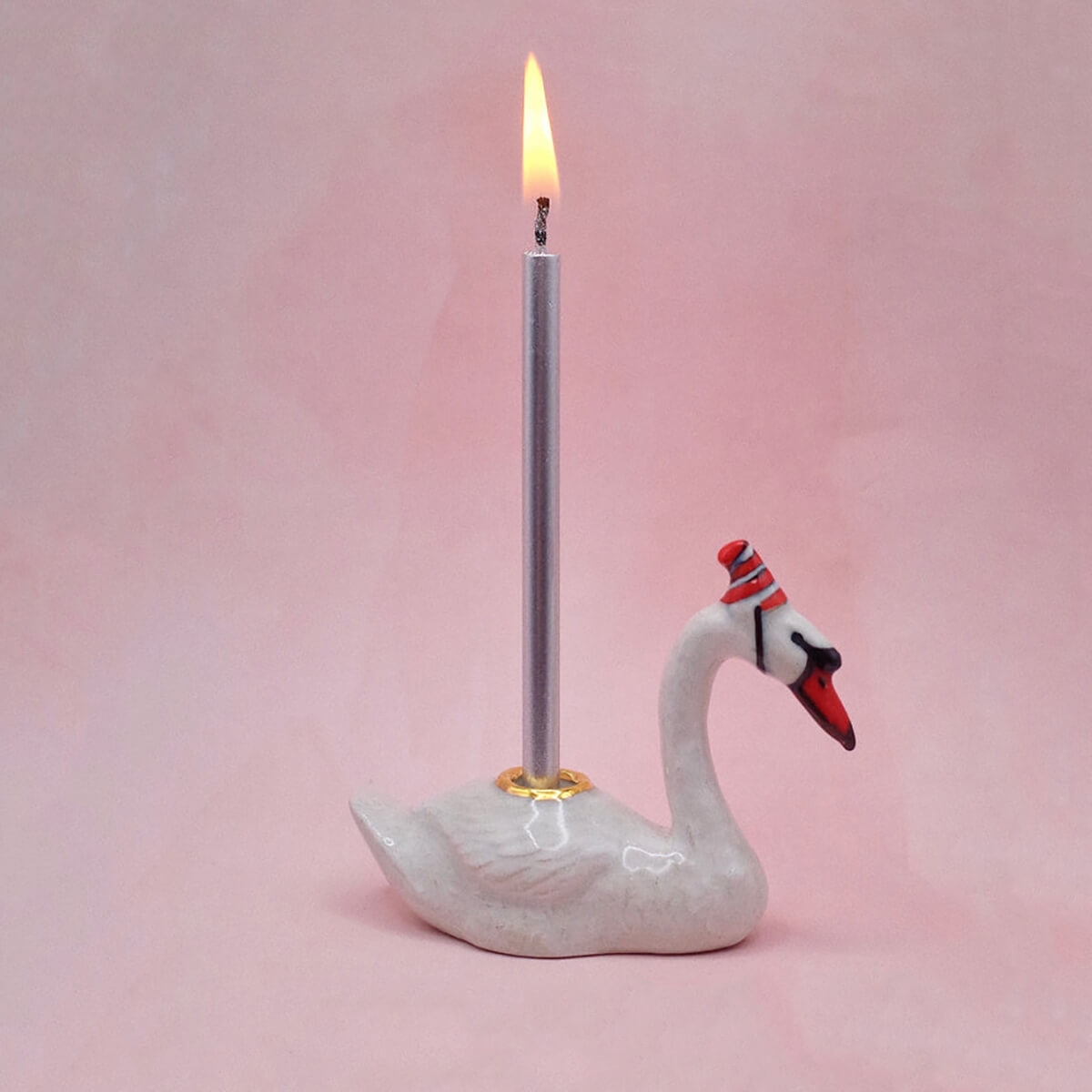 Swan Party Animal Ceramic Cake Topper by Camp Hollow