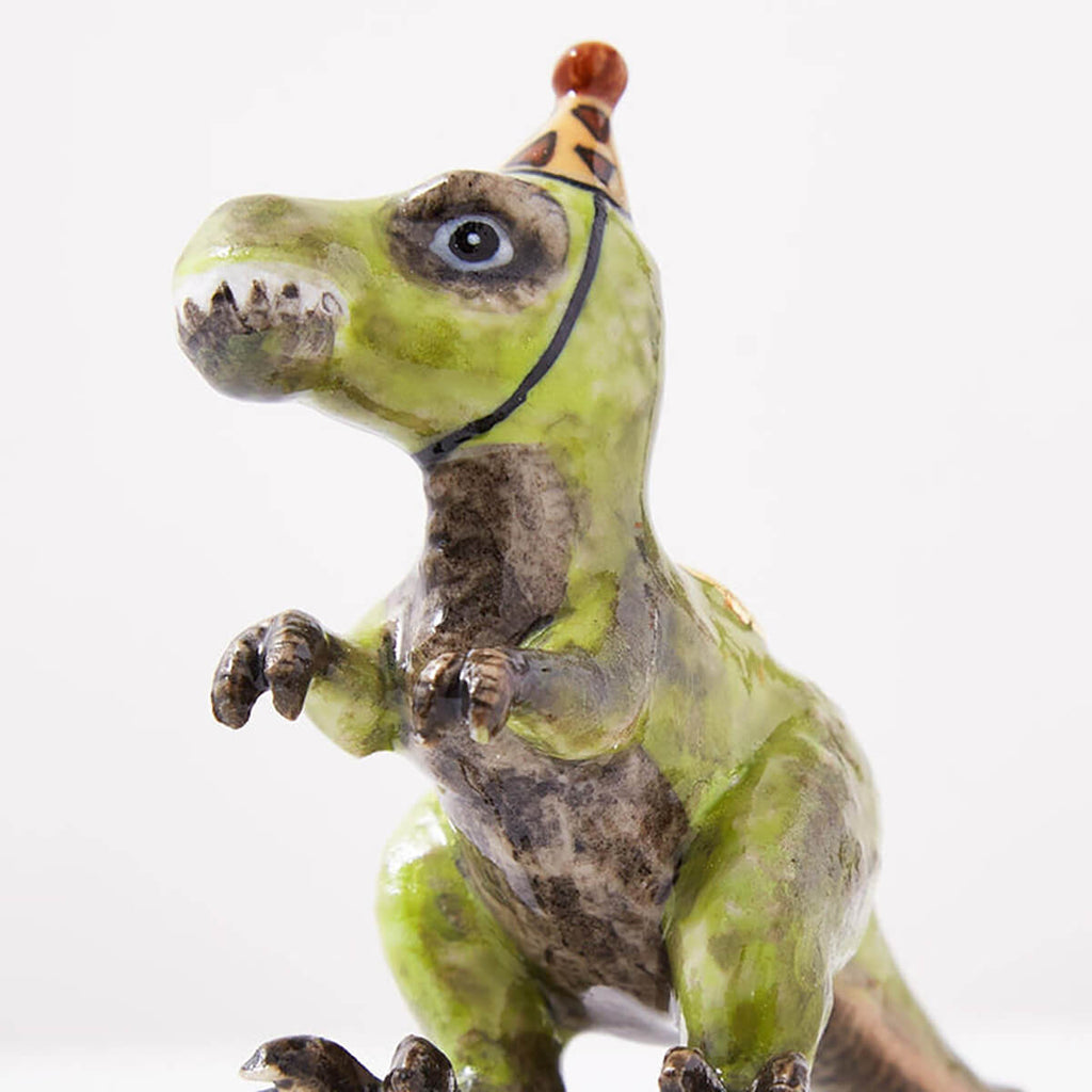 T Rex Party Dinosaur Ceramic Cake Topper by Camp Hollow