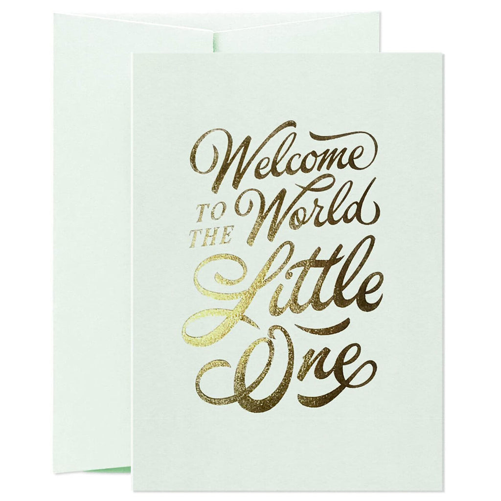 Welcome Little One Greetings Card in Mint Green by Sean Tulgetsken for Card Nest