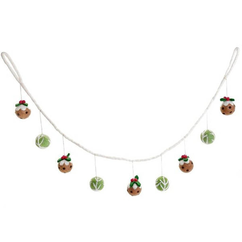 Christmas Pudding and Sprout Garland by Amica