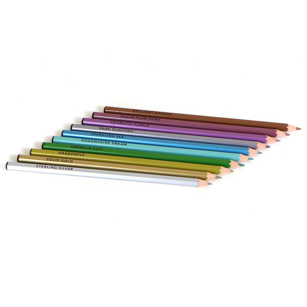 Bright Ideas Box Of 10 Metallic Coloured Pencils by Chronicle Books