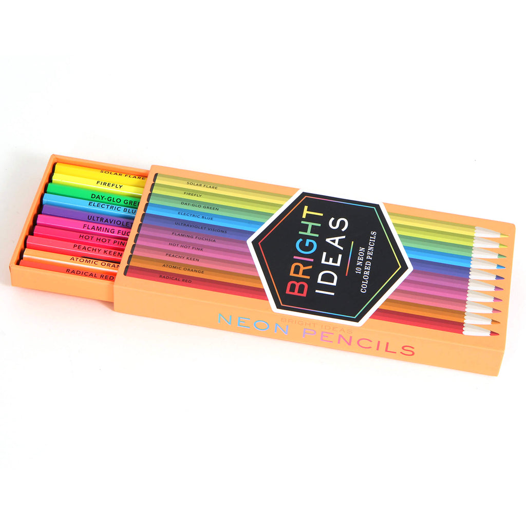 Bright Ideas Box Of 10 Neon Coloured Pencils by Chronicle Books