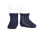 Side Openwork Cotton Ankle Socks in Marine by Cóndor