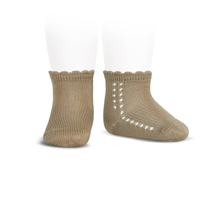 Side Openwork Cotton Ankle Socks in Rope by Cóndor