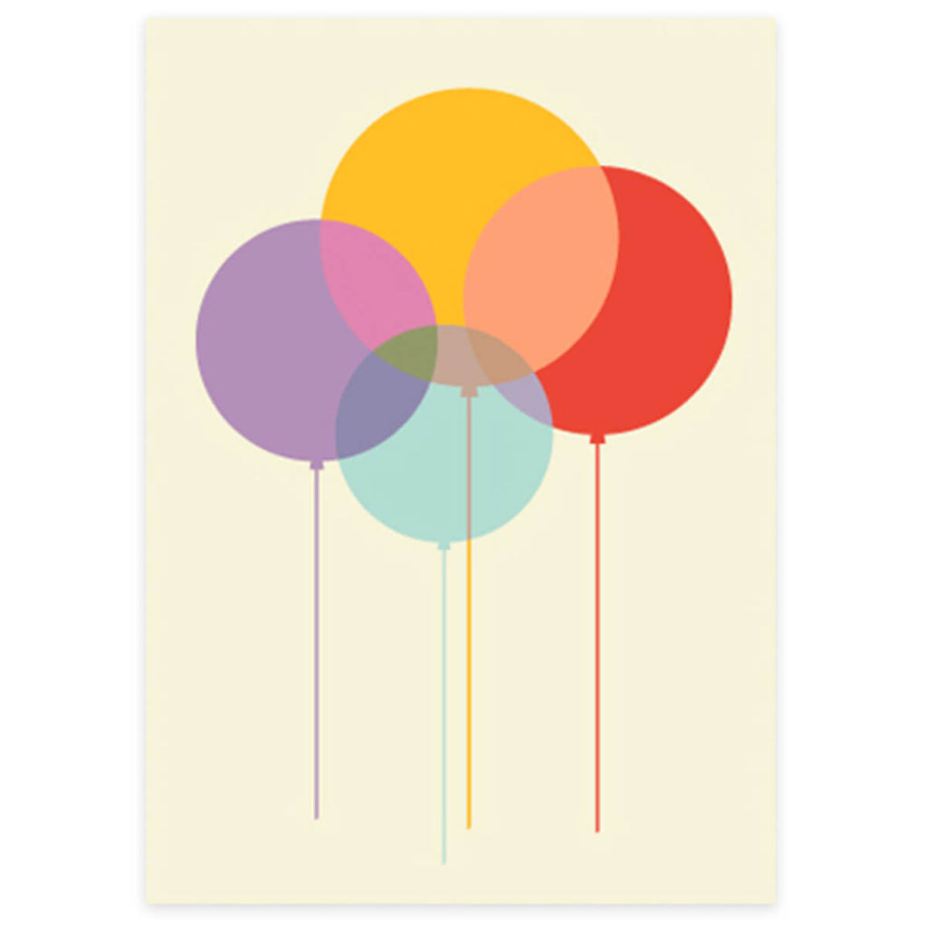 Balloons Greetings Card by Dicky Bird