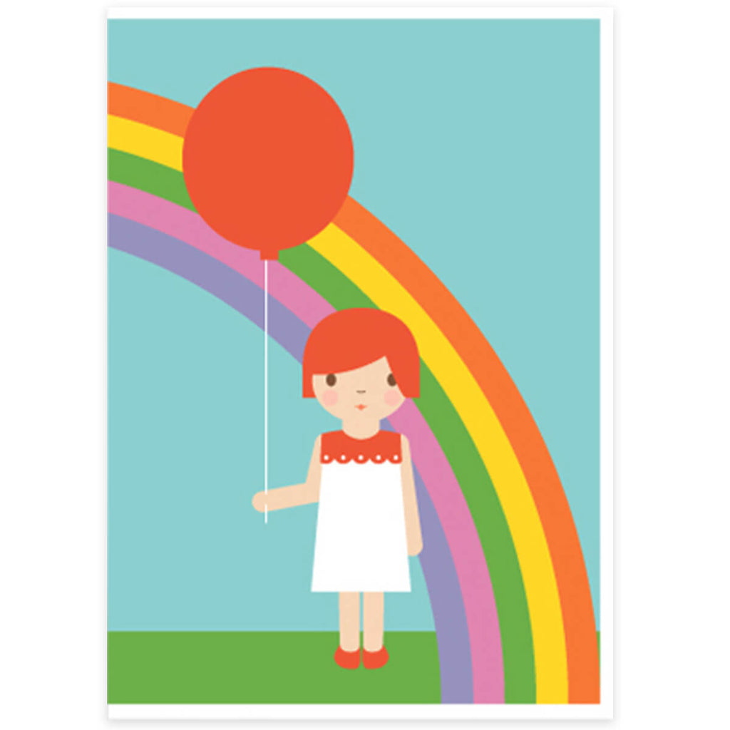 Girl And Balloon Greetings Card by Dicky Bird