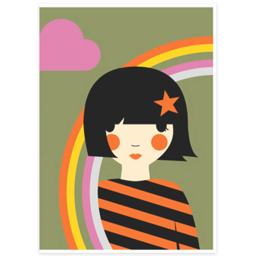 Rainbow Girl Greetings Card by Dicky Bird