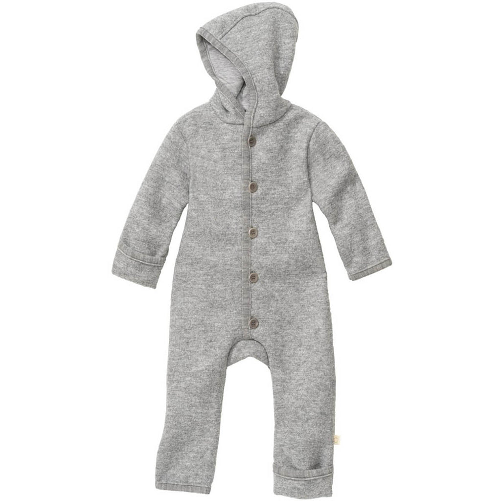 Boiled Merino Wool Baby Overall in Grey by Disana