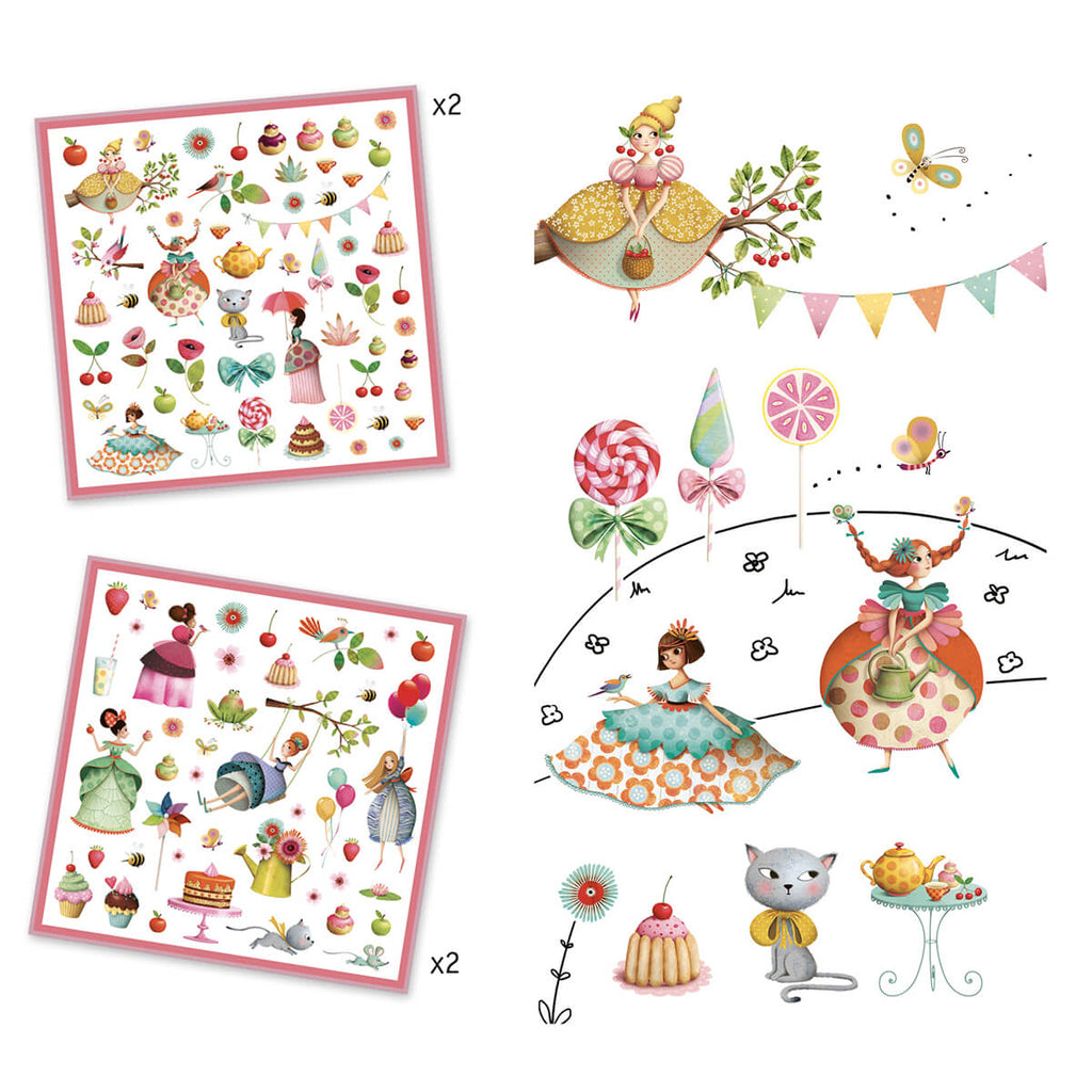 Princess Tea Party 160 Paper Stickers by Djeco