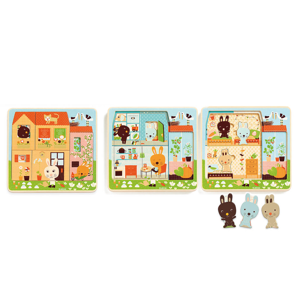 Chez Carrot 3 Layer Wooden Puzzle by Djeco