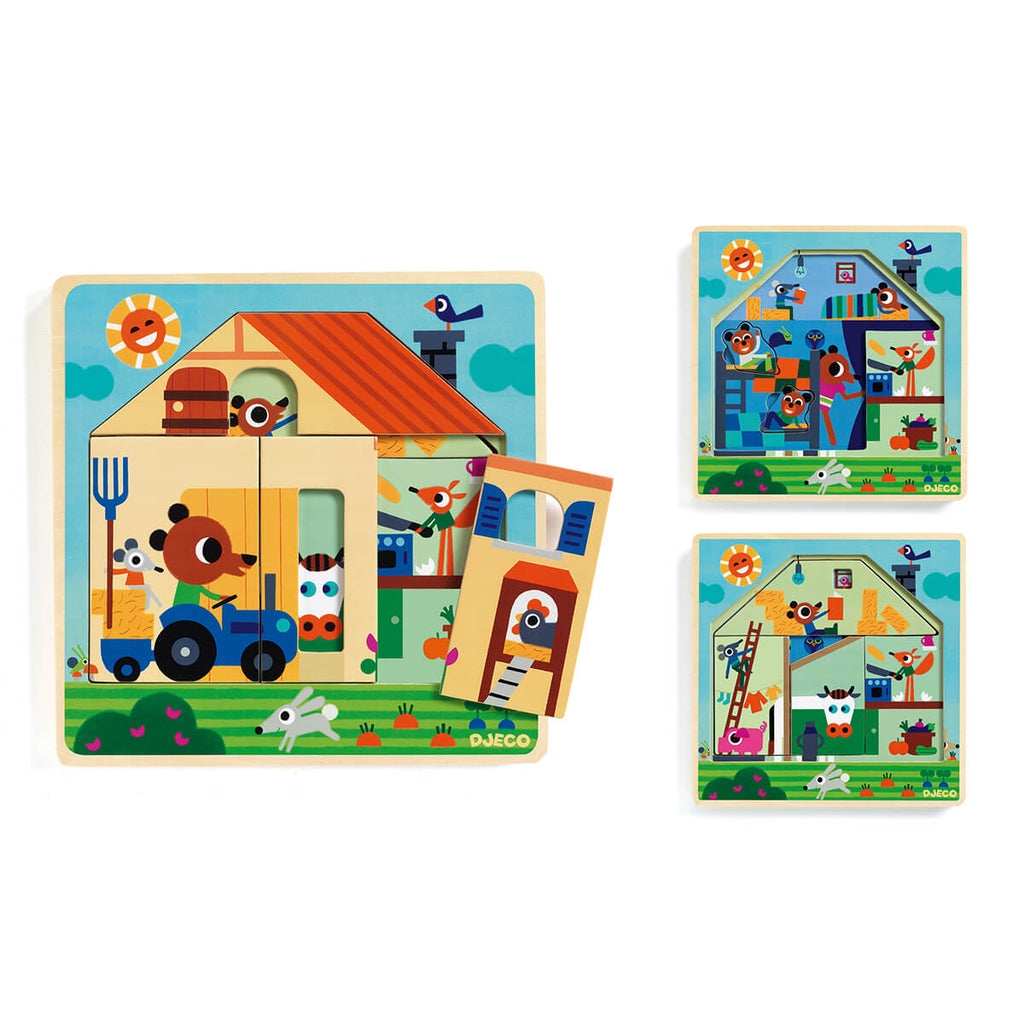 Chez Gaby 3 Layer Wooden Puzzle by Djeco