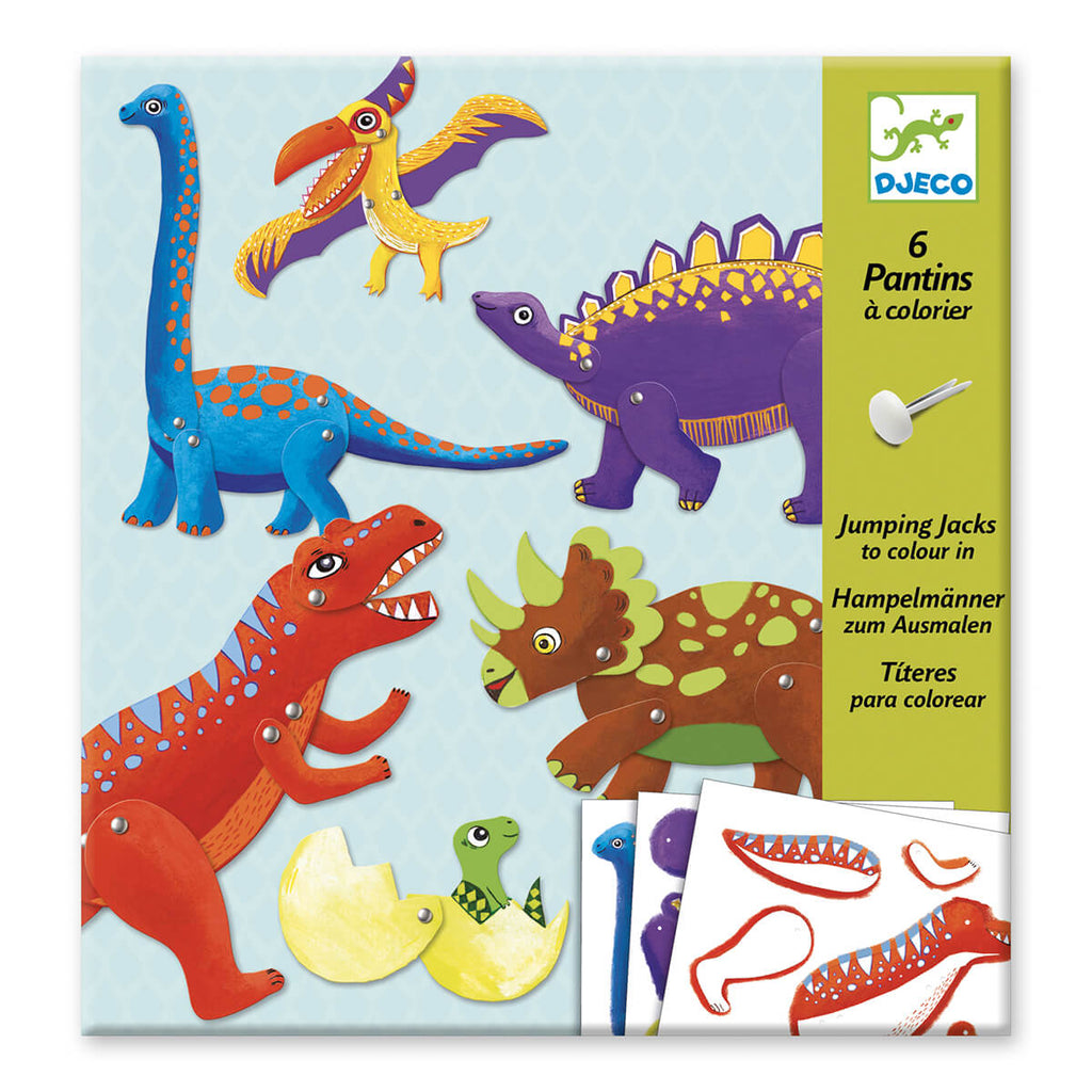 Dinosaur Puppets Colouring In Paper Craft Kit by Djeco