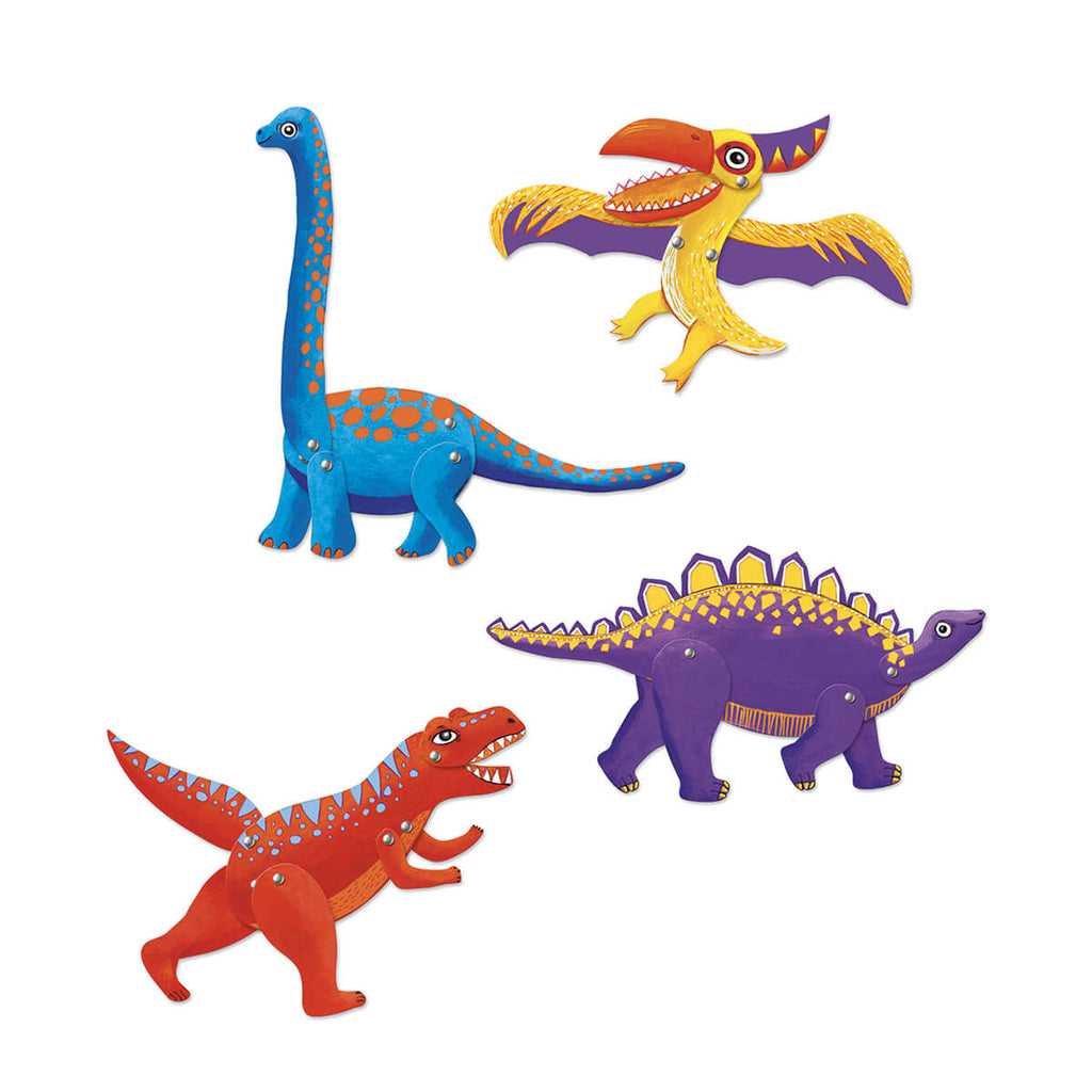 Dinosaur Puppets Colouring In Paper Craft Kit by Djeco