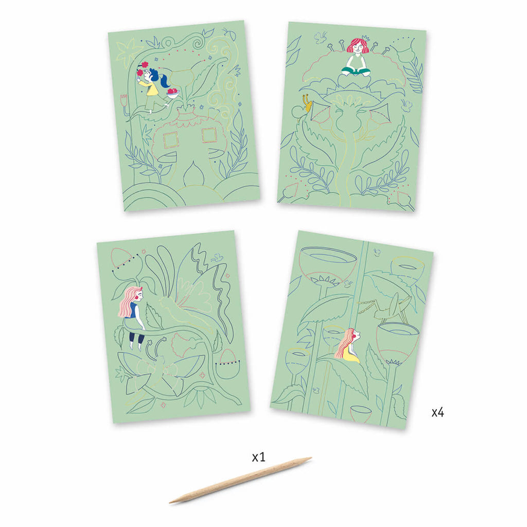 Fantasy Garden Pastel Scratch Boards by Djeco