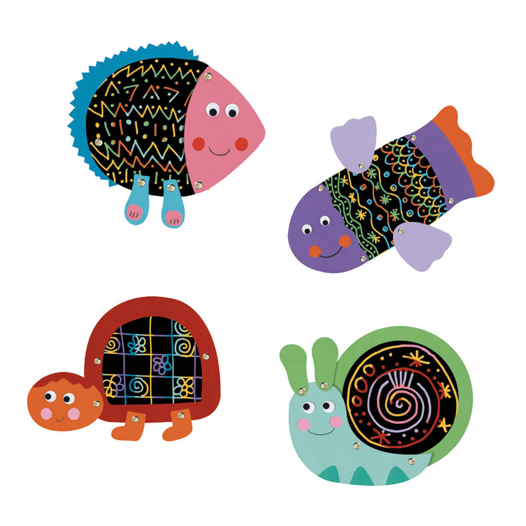 Scratch Boards For Little Ones: Funny Animals by Djeco