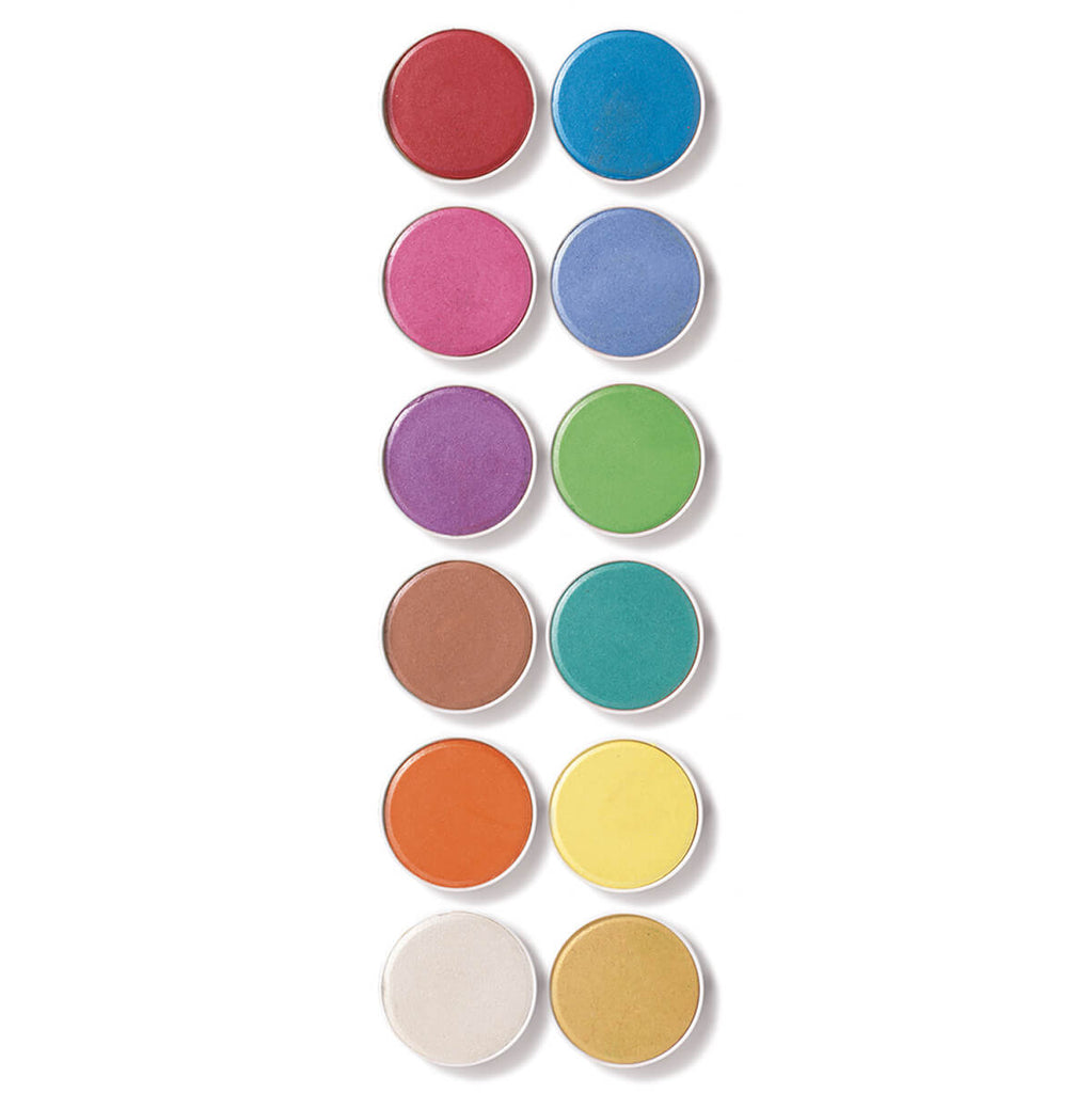 Set of 12 Pearly Gouache Paint Colour Cakes by Djeco