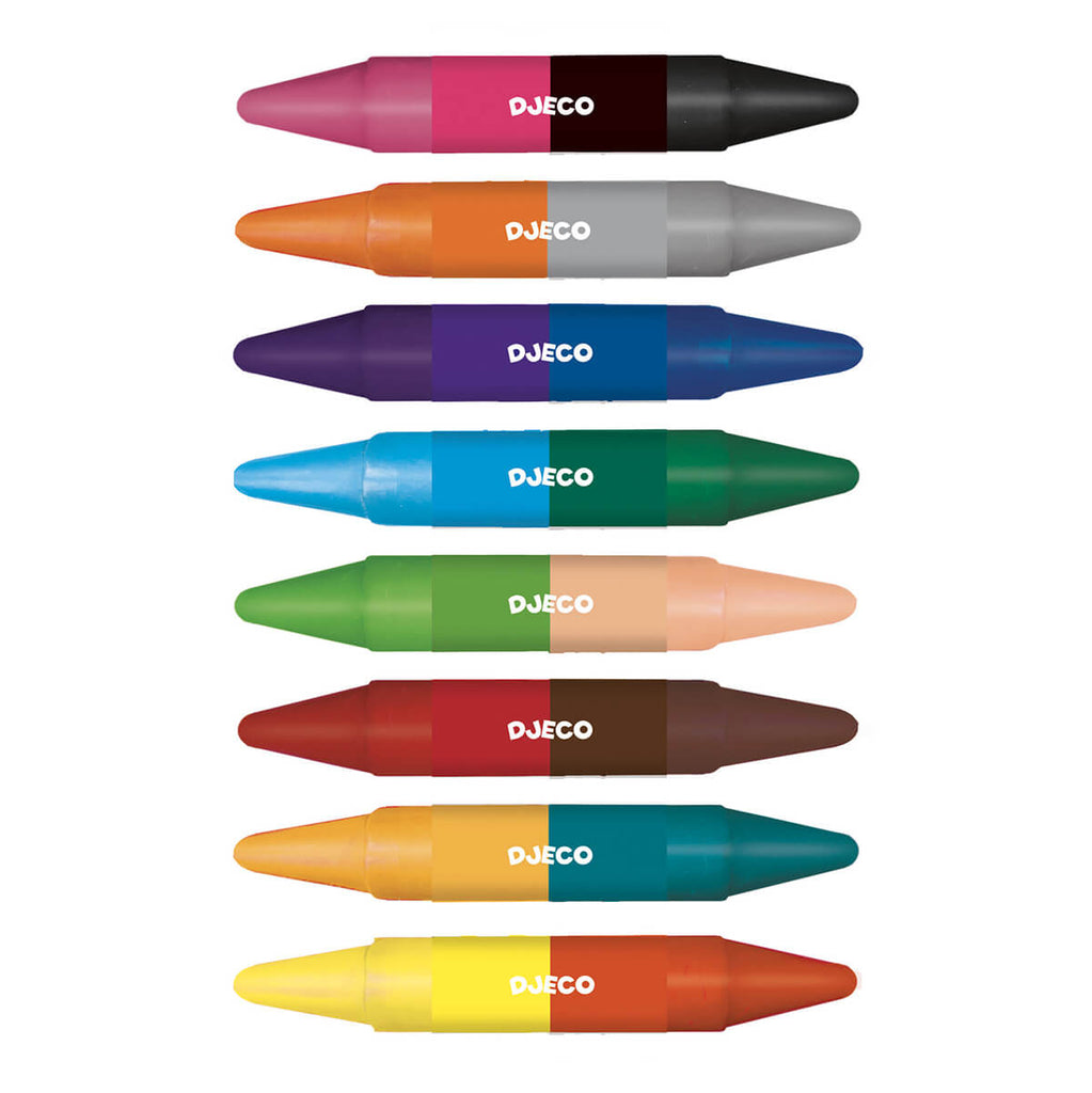 Set of 8 Double Ended Wax Crayons by Djeco