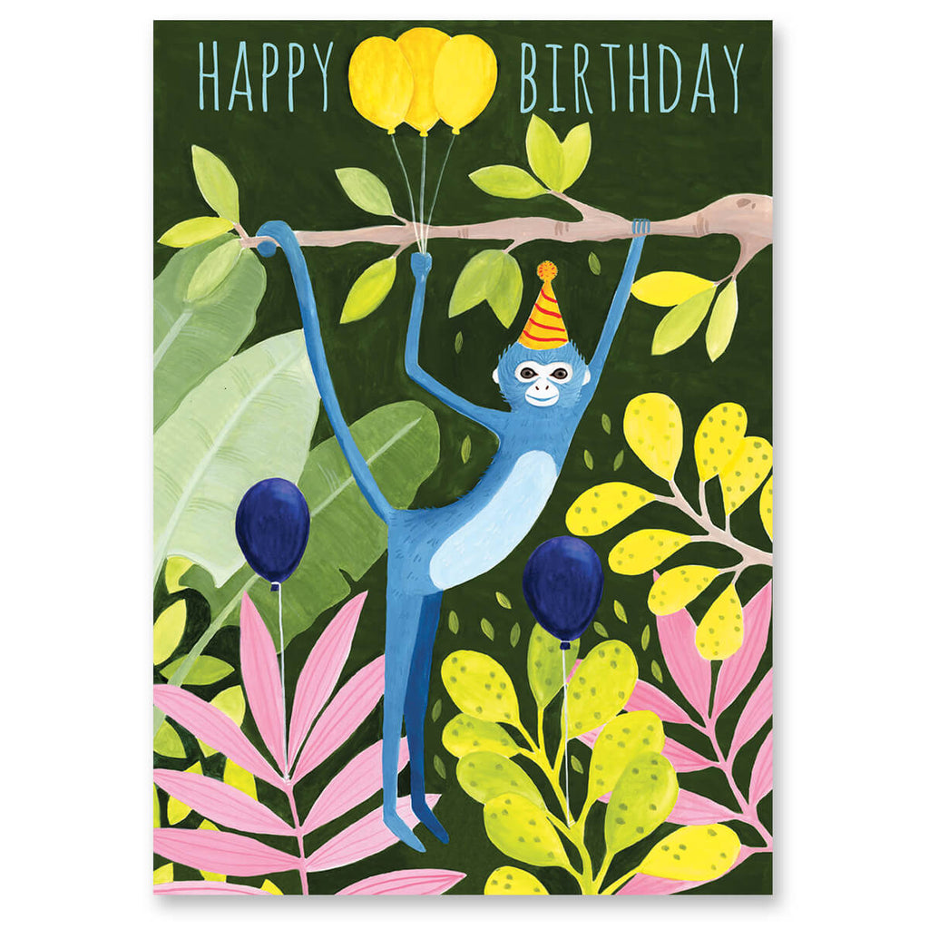 Birthday Monkey Greetings Card by Bex Parkin for Earlybird Designs