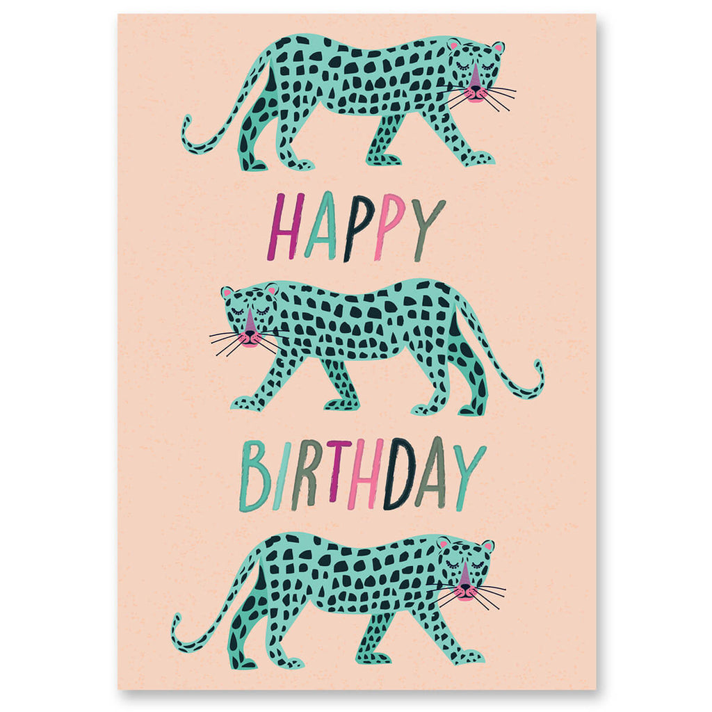 Blue Leopard Greetings Card by Elena Essex for Earlybird Designs