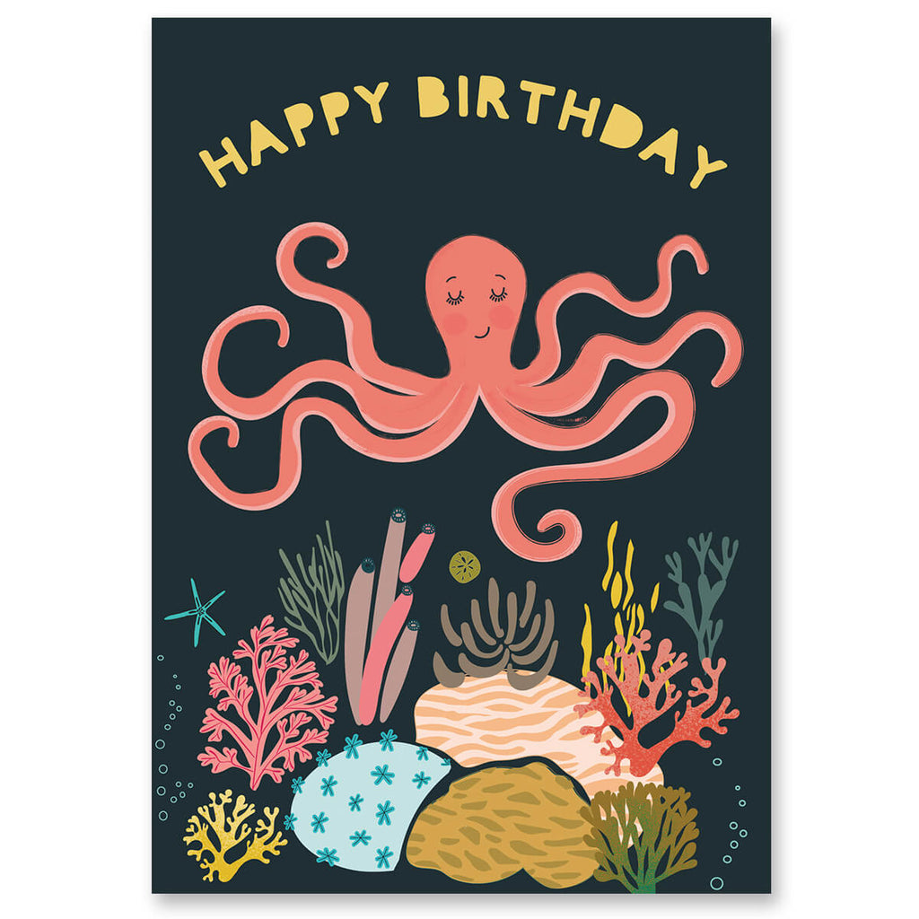 Octopus Birthday Greetings Card by Elena Essex for Earlybird Designs