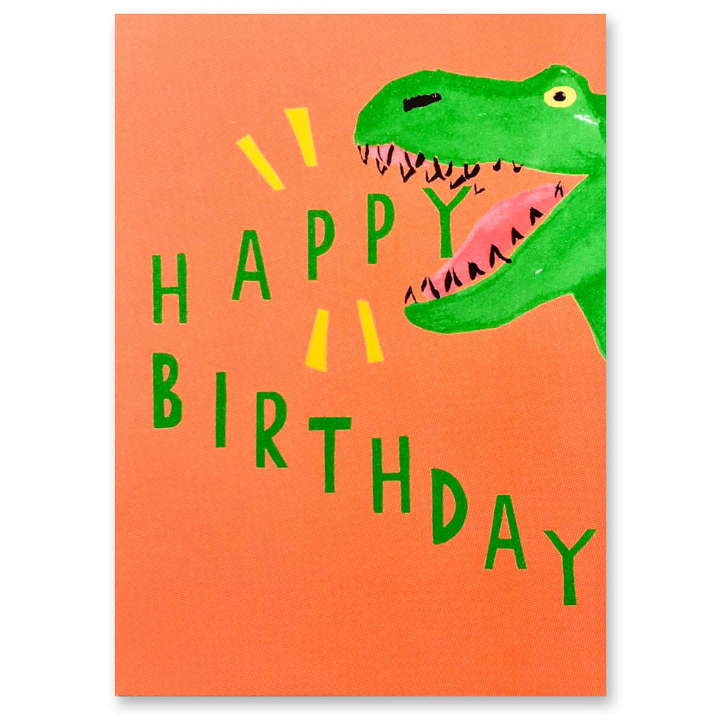 Neon Birthday Dinosaur Greetings Card by Dominic Early for Earlybird Designs