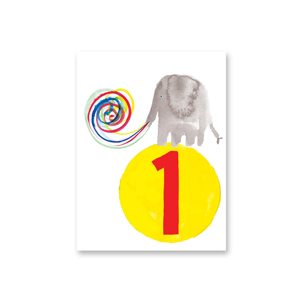 Age 1 Elephant Mini Greetings Card by Dominic Early for Earlybird Designs